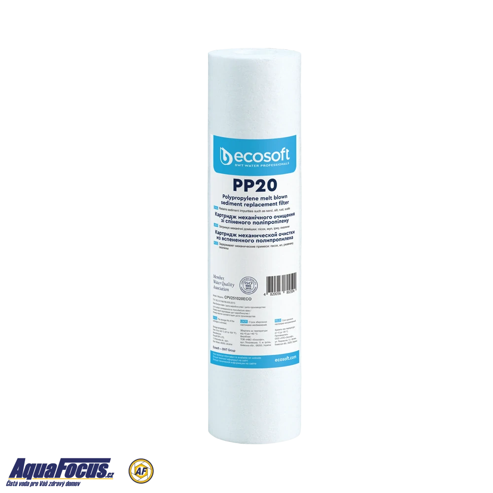 Průsvitné filtrační pouzdro s odvzdušňovacím ventilem ECO 3/4“ - 10“/2,5" a PP vložkou 20µm
